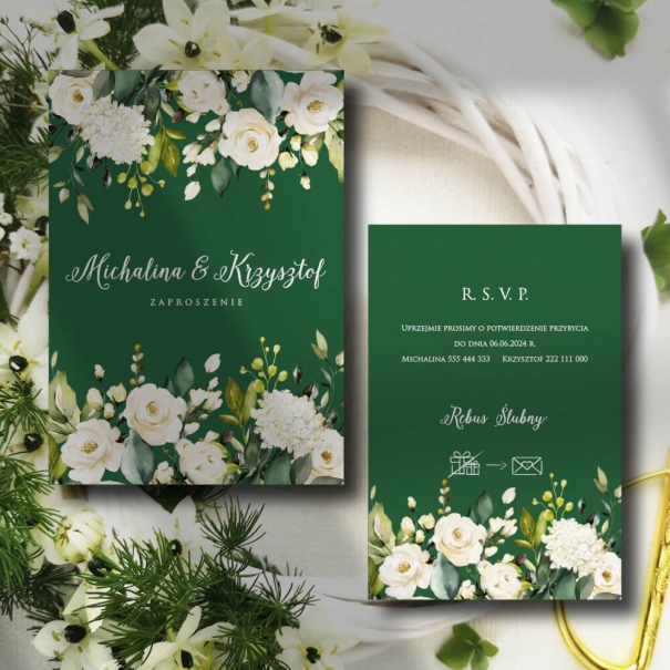 Zaproszenia na Ślub z Białymi Różami | Sklep RoyalDekor