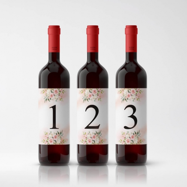 Samoprzylepne Naklejki na Wino z Numeracją Stołów | RoyalDekor