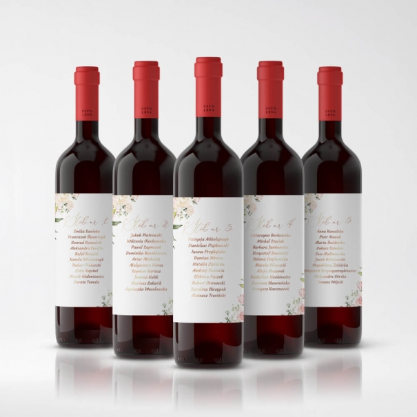 Samoprzylepne Naklejki na Wino z Nazwiskami Gości | RoyalDekor