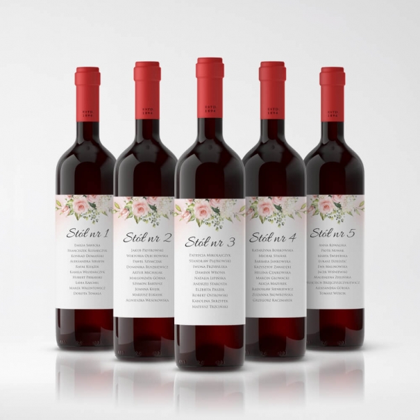Samoprzylepne Etykiety na Wino z Nazwiskami Gości | RoyalDekor