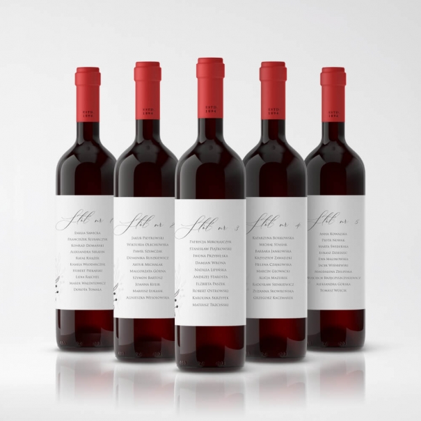 Minimalistyczne Naklejki na Wino z Planem StoÅ‚u | RoyalDekor