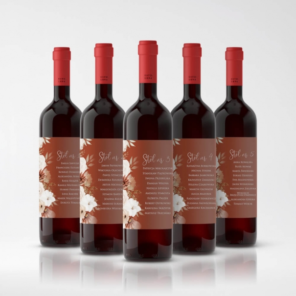 Samoprzylepne Etykiety z Nazwiskami Gości na Wino | RoyalDekor