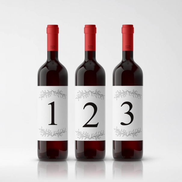 Oryginalne Etykiety na Wino 🍷 z Numeracją Stołu | RoyalDekor